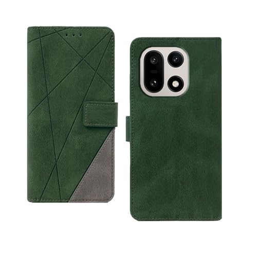 Image of amazon basics OnePlus 15 5G Flip Cover | Card Pockets Wallet & Stand | Flip Cover for OnePlus 15 5G (Green with Grey)
