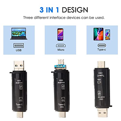 Seminer USB Micro SD Kartenadapter, 5-in-1 USB C/Micro/USB 2.0 Tragbarer Speicherleser USB OTG Adapter für Micro SDXC Micro SD Micro SDHC Karte Kompatibel für MacBook Computer Android Phone