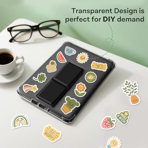Image of CoBak Case with Stand for for 6 inch Kindle (2024 & 2022, 11th Gen) - PU Leather Smart Cover with Auto Sleep /Wake & Hand Strap,Clear with Carbon Stand