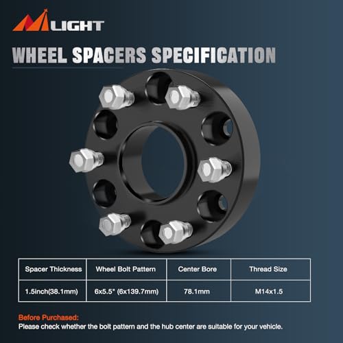 Image of Nilight 6x5.5 Wheel Spacers for Chevy Silverado /GMC Sierra 1500, 4PCS