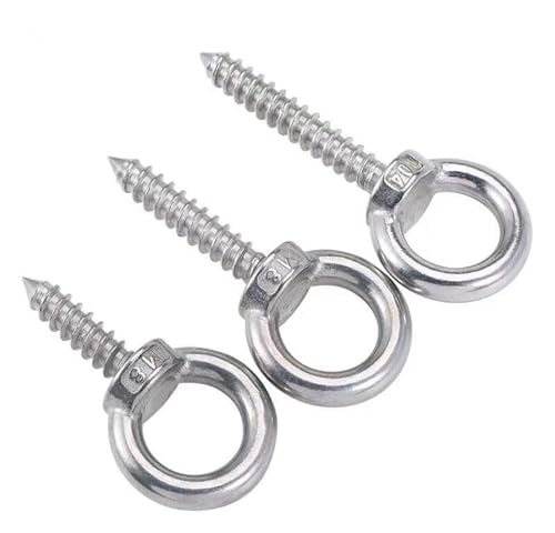 Pernos de ojo de acero inoxidable M4x50mm de rosca madera para fijación firme 4uds 5