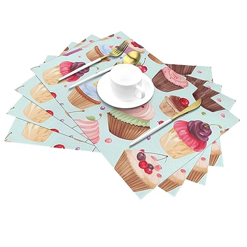Set de table de décoration de table lavable lot de 4 sets de table en vinyle cupcake