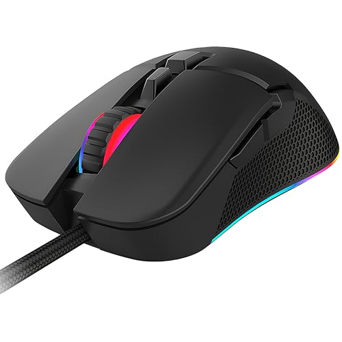 Image of Electro Wolf Fire Wired Gaming Mouse with Customizable 6 RGB Lighting Mode, 7 Programmable Buttons, Gaming Grade Sensor, 6400 dpi Tracking, Driver Customization for PC (Fire)