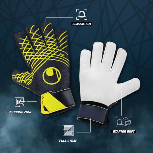 uhlsport Fußball Torwarthandschuhe für Kinder - Prediction Starter Soft, 3.5, Marine/weiß/Fluo gelb – Ansicht 5