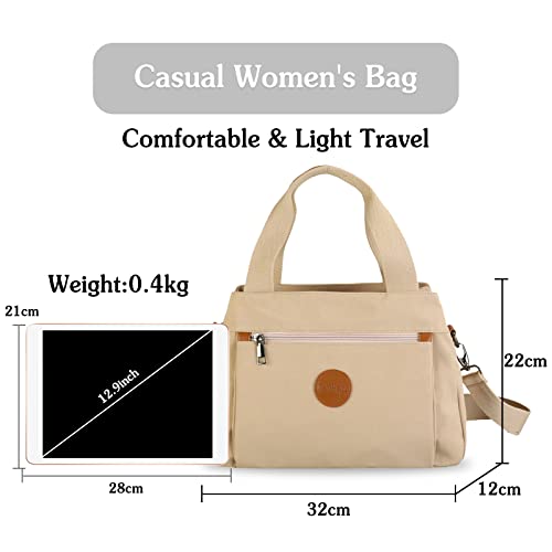 PORRASSO Women Crossbody Bag Casual Handbag Multi-pocket Shoulder Bag Nylon Tote3