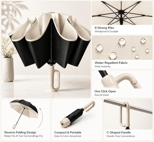 Image of Umbrella for Women | Umbrellas for Men | UV Coated 3 Fold Umbrella for Rain with Auto Open and Close Small Folding Travel-Foldable Windshield