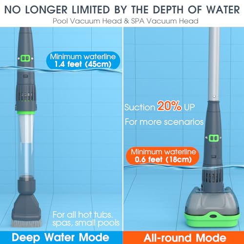 Image of Rechargeable Pool & Spa Hot Tub Vacuum Cleaner - Dual Mode & Magnetic Drive System, 25m Ultra Fine Mesh Filters for Hot Tub, Small Above Ground Pools - 70 Mins
