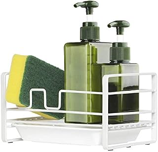 HULISEN Sponge Holder, Kitchen Sink Organizer, Sink Caddy, Sink Tray Drainer Rack, Brush Soap Holder with Removable Tray (White Sponge Holder)