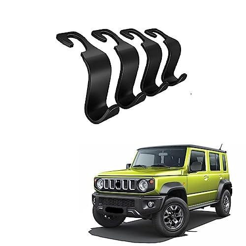 SPREADX Useful Car Compact Size Headrest Back Side Hooks Hanging Hanger Organizer Black Color Elegant Suitable for Maruti Suzuki Jimny Pack of 4
