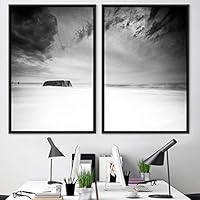 2 Piece Framed Canvas Wall Art Black and White Scenery Canvas Prints Home Artwork Decoration for Living Room,Bedroom - 16