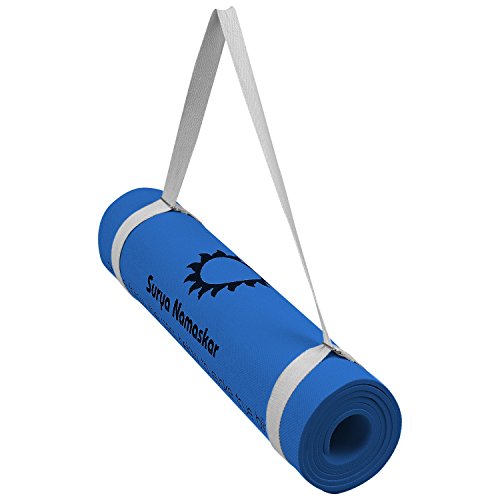 Image of AEROLITE Printed Yoga mat Extra Long Extra Wide /Fitness Mat with Sun Salutation (10mm, Ocean Blue)