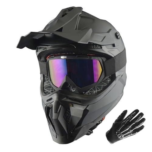1Storm Motocross Helmet & Goggle Bundle JH601 Black