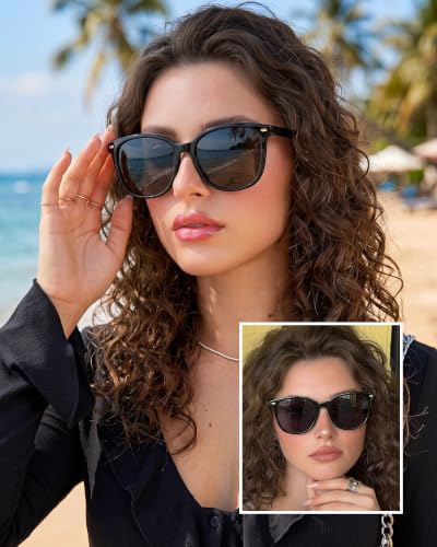 Image of 2 Packs Sunglasses for Women Polarized UV400 Protection Lens Big Frame Fashion Glasses Trendy Stylish Shade