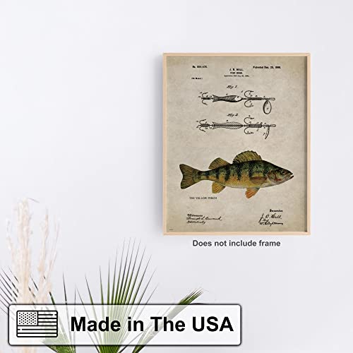 Apple Creek Antique Fly Fishing Lure Us Patent Poster Art Print Yellow Perch Largemouth Bass Walleye Muskie Lures Poles 11X14 Wall Decor Pictures thumb #3