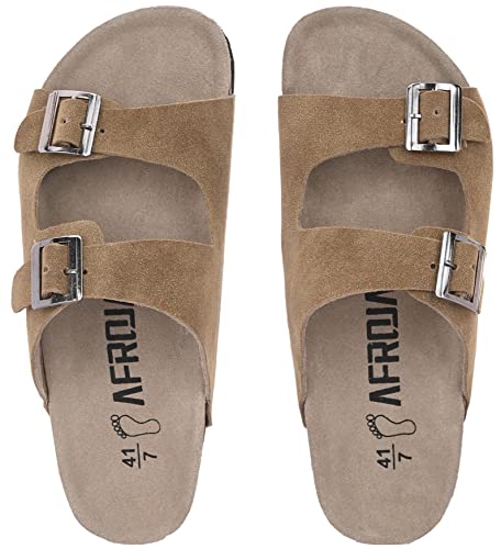 Image of AFROJACK Men's Orginal Leather Sandals | Casual Sliders for Boys s801