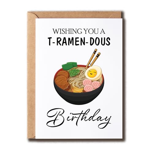 VLPGifts おもしろ麺カード - Wishing You A T-ramen-dous カード - かわいいバースデーカード - Happy Birthday ラーメンカード - 彼女のためのカード