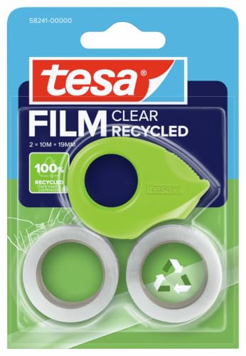 Tesa 58241-00000-00 Portanastro Ecologico da Dito con 2 Rotoli di Tesafilm Eco&Clear