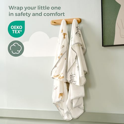 Image of Momcozy Best Wishes Baby Towel with Hooded-Original Design Baby Towel Set -Soft & Absorbent- Shower Gifts or Bath Essential for Infant, Newborn, Toddler