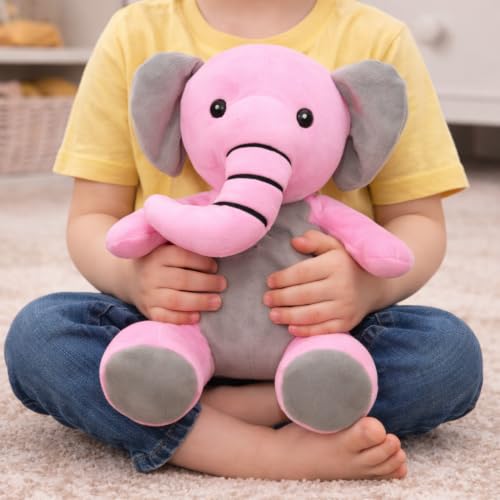 Image of 25 cm Pink Sitting Elephant Soft Toy, Plush Fabric Gifts for Kids