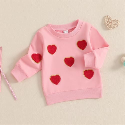 Baby Girls Heart Printed Sweatshirts Toddler Kids Cute Graphic Crewneck Long Sleeve Pullover Sweater Daily Birthday Outfits2