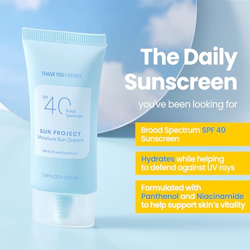 Thankyou Farmer Sun Project Moisture Sun Cream Spf 40 - Korean Facial Sunscreen With Panthenol - Fragrange Free thumb #2