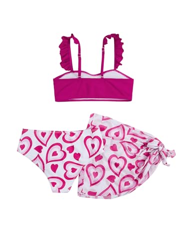 SHENHE Girl's 3 Piece Ruffle Trim Swimsuit Cute Heart Print Bathing Suit with Cover Up Skirt2