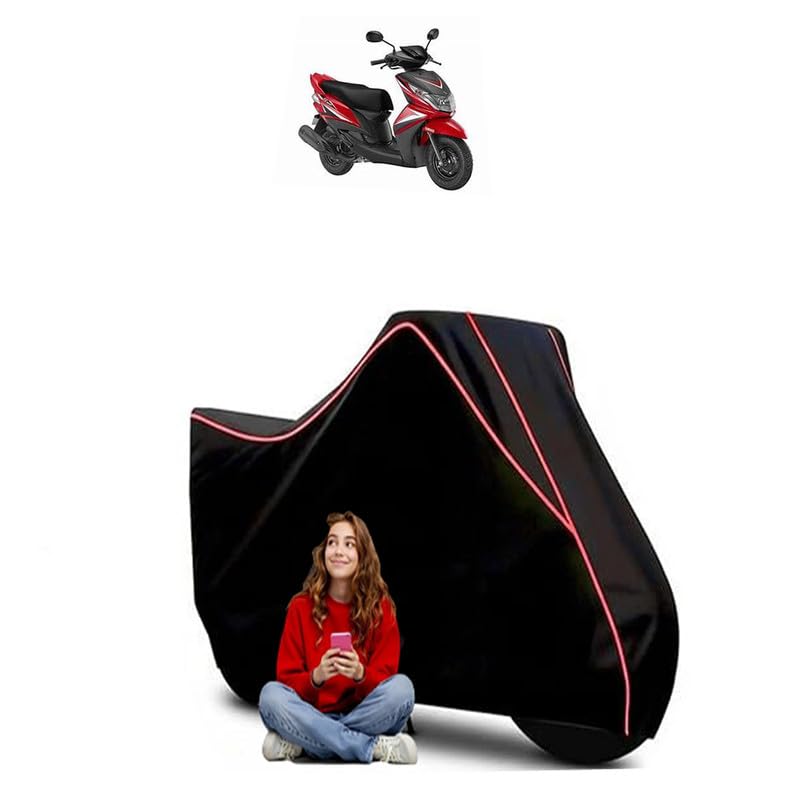 Image of RAY Z 113 Scooty Bike Cover Water Resistant Outdoor Use Universal Fit Scooters Motorcycles Heavy Duty UV Protection Dust Rain Scratch Resistant Elastic Bottom Black Blue Piping