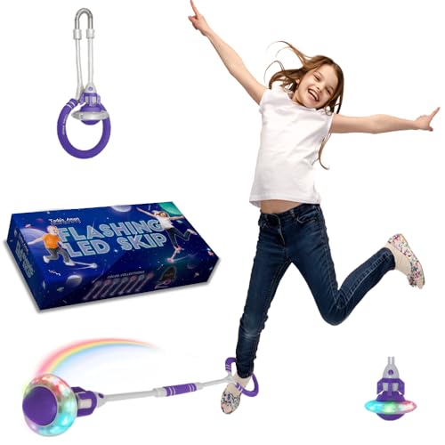 Rocket Flashing LED Ankle Skip Fun Cool Jumping Gift for Ages 5 6 7 8 9 10+ Kids NO Battery Charging Needed Family Exercise Fitness Coordination Balance Extra Energy Burning (Purple 1-Pack)