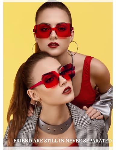 Oversized Big Square Sunglasses, Colorful Fun Rimless Glasses, Neon Party Rectangle Sunglasses for Women Men2