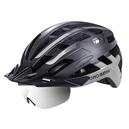 Bike Helmets for Men Mountain Bike Helmets Safety Breathable Lightweight Bicycle Helmets for Adult with Detachable Magnetic Goggles and Sun Visor