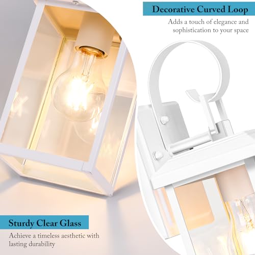 Image of BesLowe 2-Pack Outdoor Wall Light Fixtures, Modern Porch Sconces, White
