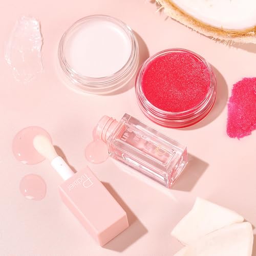 3Pcs Lip Care Set - Includes Hydrating Lip Glow Oil & Moisturizing Lip Treatment Sleeping Mask & Exfoliating Lip Scrub, Shiny and Nourishing Lips, Dry Lips Treatment - Image 7