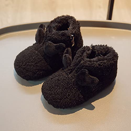 Winter Children Toddler Ankle Boots Shoes Boys Girls Flat Plush Warm Booties Comfortable Cartoon Indoor Slippers (Black, 6-7 Years Little Child)2