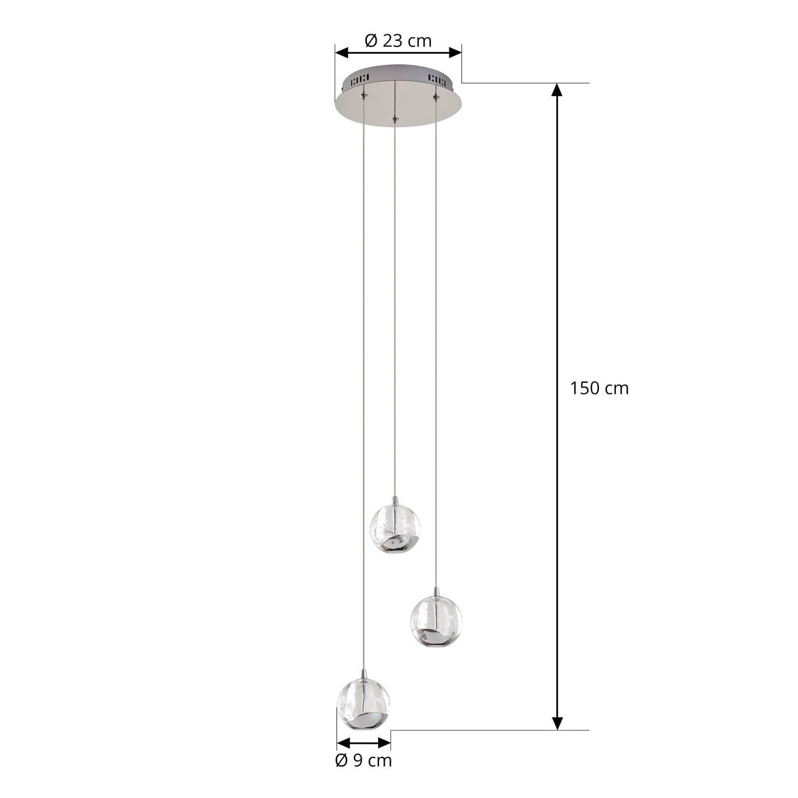 Lucande LED Esstisch Pendelleuchte Glas chrom, Hängeleuchte Esszimmer 15W Hängelampe Wohnzimmer Schlafzimmer Esszimmerlampe Pendellampe