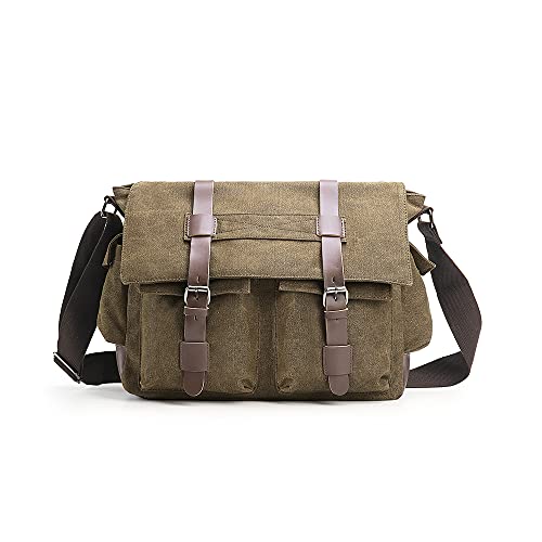 Verlenpaple laptoptasche 15 zoll Schultertasche Retro Kuriertasche Multifunktions Canvas business Umhängetasche Herren - Braun