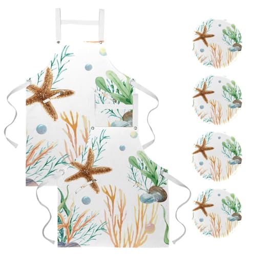 Tablier de serveuse sur le thème de la mer pour bistrot restaurant et bar