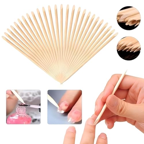 Image of Orange Wood Nail Sticks Double Sided Multi Functional Cuticle Pusher Remover Manicure Pedicure Tool for Manicure Pedicure 100 PCS SET