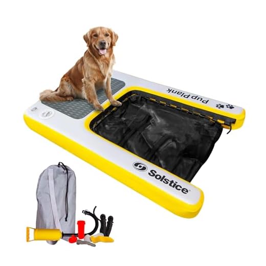 Solstice Inflatable Pup Plank XL (110 Pound Capacity) Pet Ramp Series for Pet Recreation and Sporting – Tie-Downs for Boats, Pools, and Docks – Non-Slip Deck, Claw Friendly – Military-Grade Materials