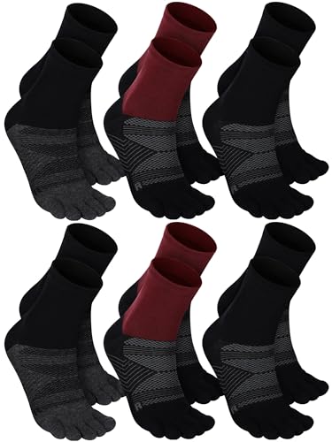 Image of Fourluoo 6 Pairs Women Cotton Athletic Toe Socks