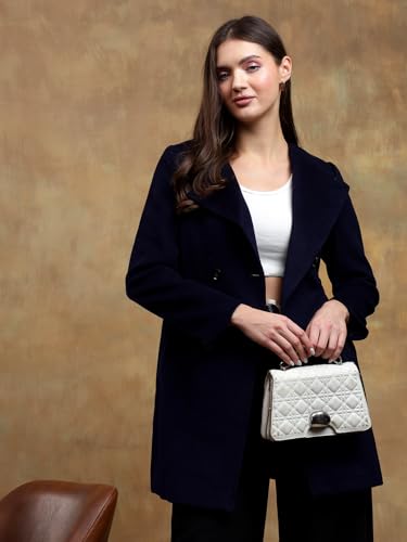 Image of KOTTY Womens Cotton Blend Standard Length Elegant Style Coat - Classic Style with Modern Detailing