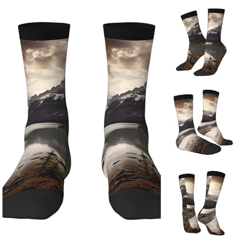 LZQPOEAS Landscape Athletic Socks Unisex Cushioned Crew Socks Hiking Running Calf Sock Soft Above Ankle Sock