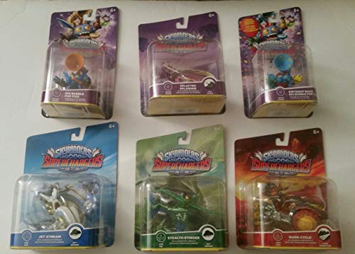 Skylanders SuperChargers 6 Pack Starter Bundle Jet Stream, Splatter Splasher ,Burn Cycle , Stealth Stringer , Big Bubble Pop Fizz , Birthday Bash Big Bubble Pop Fizz