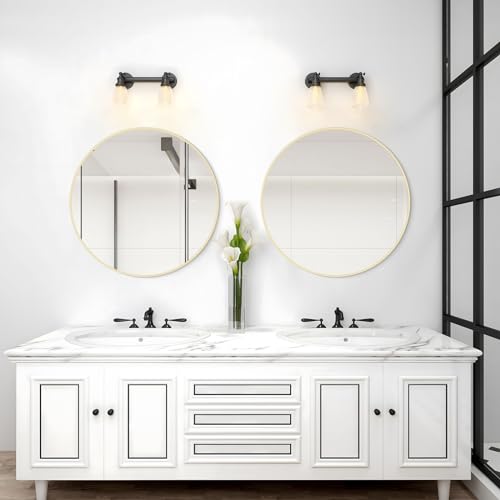 Image of WallBeyond 24 inch Round Mirror Gold Circle Wall Mirror for Bathroom with Metal Framed, Round Wall Mirror for Wall Decor, Vanity, Entryway Living Room