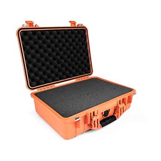 PELI 1500 Maleta estanca para transportar instrumentos, equipos fotográficos y electrónicos, IP67 estanca, 19L de capacidad, fabricada en Alemania, con espuma personalizable, color naranja