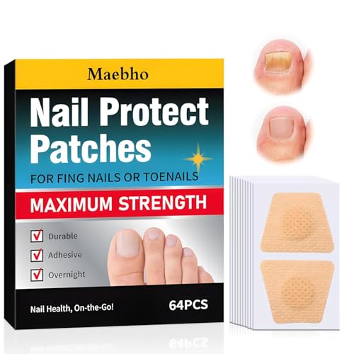 64 Stück Zehennagel Behandlung Fungal Nail Patches Nagelpflaster gegen Nagelpilz & verfärbte Nägel Reparierende & stärkende Spaltnagel-Reparaturpflaster für beschädigte Nägel