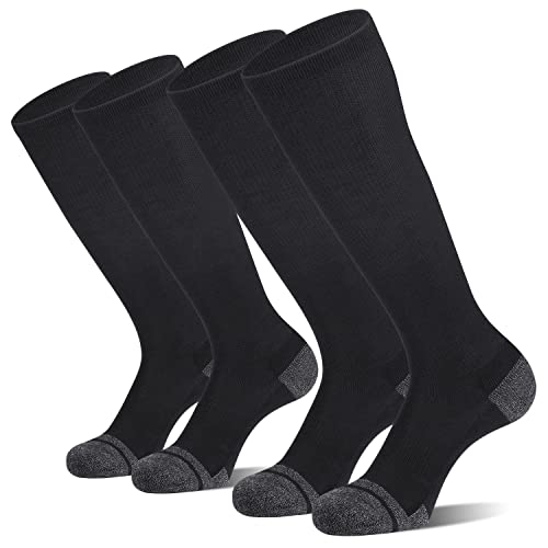 CS CELERSPORT 2 Pack Baseball Softball Socks Over the Calf Sports Tube Socks for Youth Men and Women Medium Black