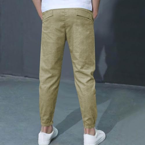 Boys Girls Cotton Linen Athletic Pants Casual Solid Drawstring Joggers Lightweight Sweatpants Kids School Uniform Pants4