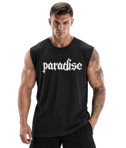 Image of SHODOX Men's 100% Cotton Tank Top | Round Neck Sleeveless Gym Vest | Loose Fit Casual Sportswear T-Shirt | Breathable & Lightweight Fitness Wear for Workout & Active Wear