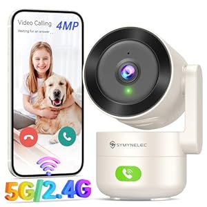 SYMYNELEC 2K Überwachungskamera Innen 360°, 5GHz/2,4GHz WLAN Überwachung mit KI Bewegungserkennung IR Nachtsicht, 4MP IP Security Kamera Indoor für Haustier, Hunde, Babyphone Kompatibel mit Alexa