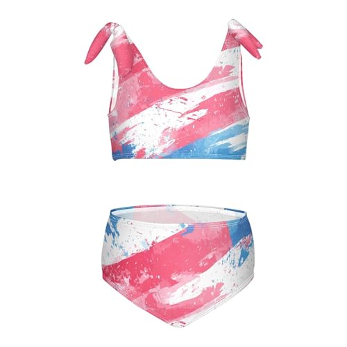 4th July American Independence Day Girls' 2 Piece Kids Bikini Set Scoop Neck Swimsuit Swimming Suits Adjustable Strap